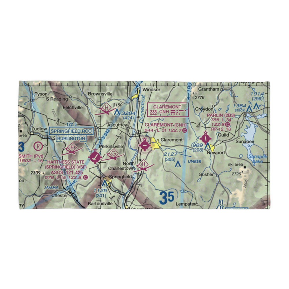 Claremont Municipal Airport (CNH) VFR Sectional Towel 