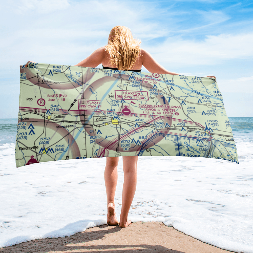 Claxton Evans County Airport (CWV) VFR Sectional Towel 