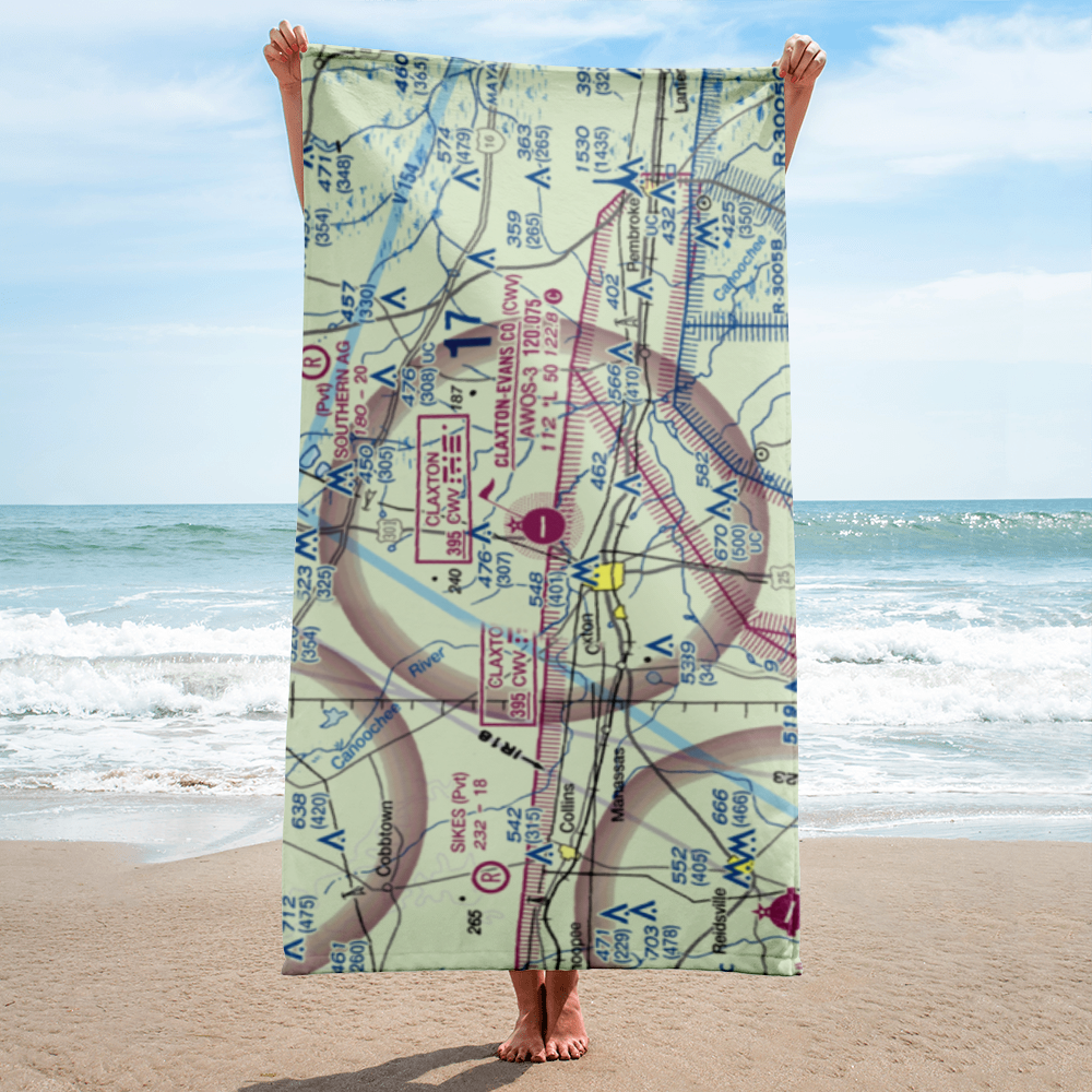Claxton Evans County Airport (CWV) VFR Sectional Towel 