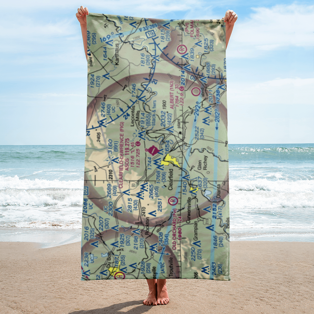 Clearfield Lawrence Airport (FIG) VFR Sectional Towel 