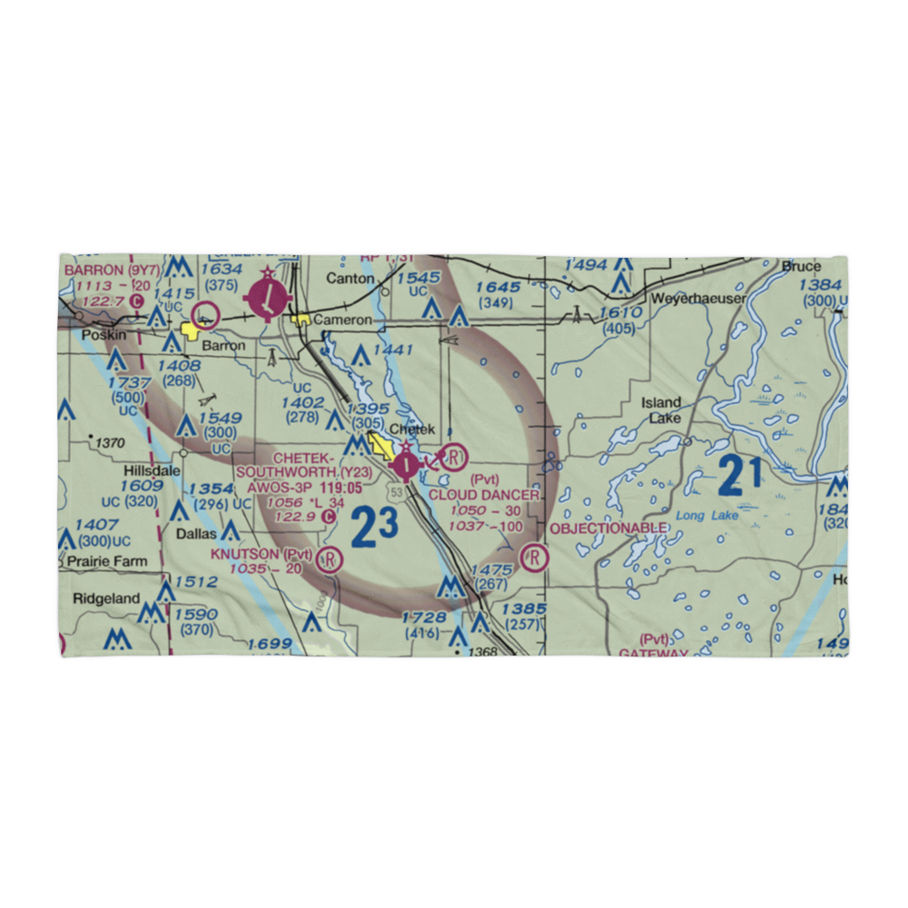 Cloud Dancer Private Airport (WS13) VFR Sectional Towel 