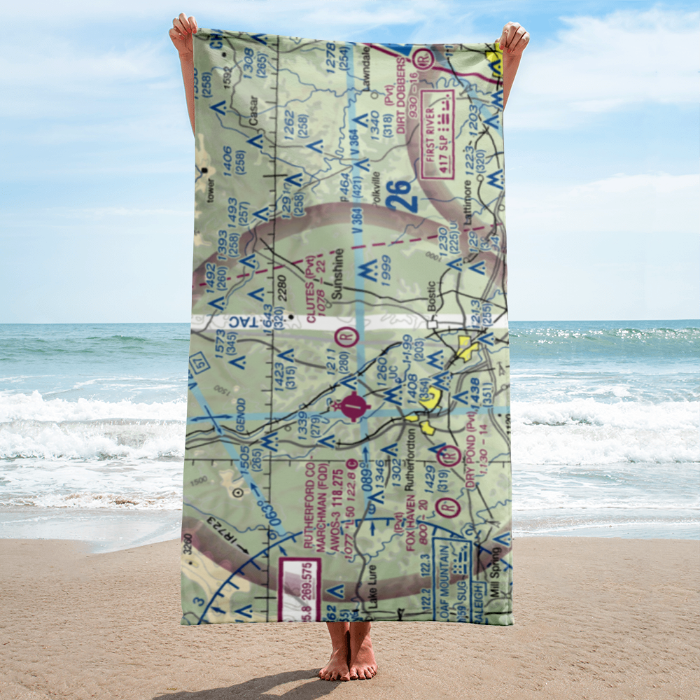 Clute's Hilltop Airport (69NC) VFR Sectional Towel 