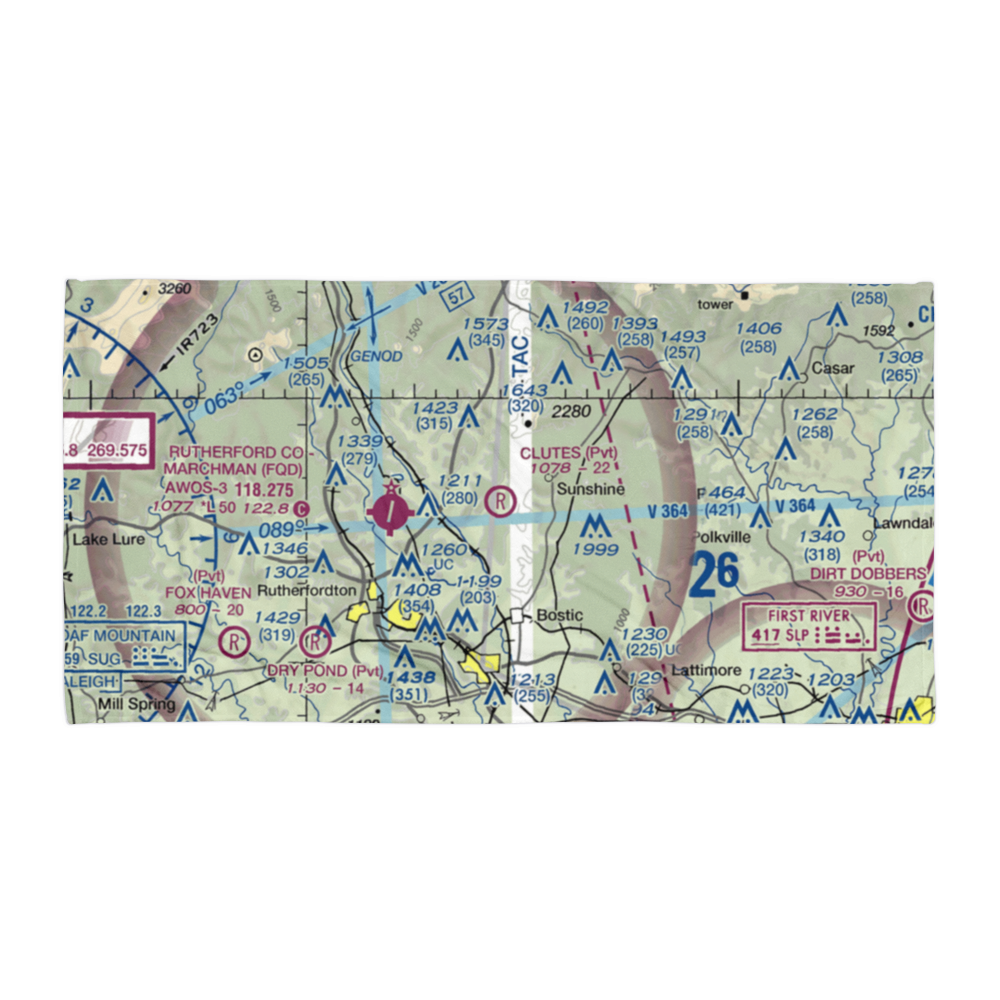 Clute's Hilltop Airport (69NC) VFR Sectional Towel 