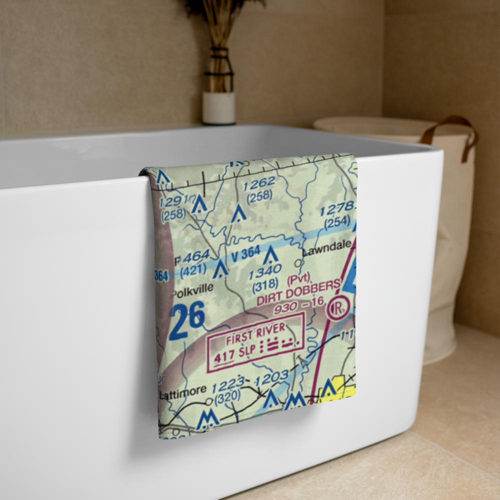 Clute's Hilltop Airport (69NC) VFR Sectional Towel 