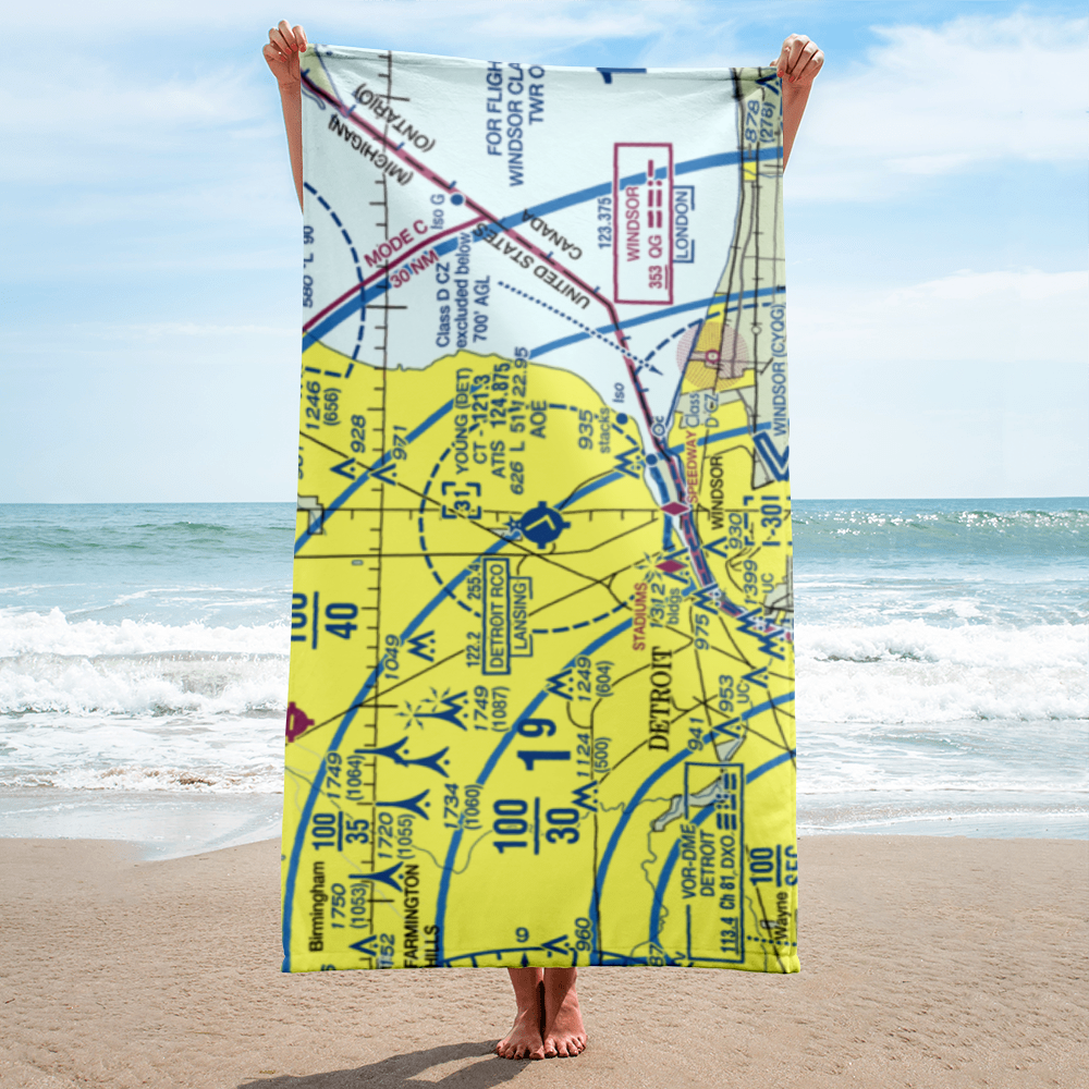 Coleman A. Young Municipal Airport (DET) VFR Sectional Towel 