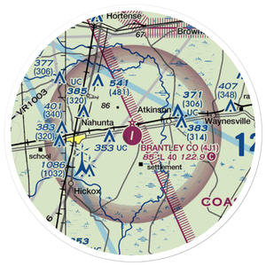 Brantley County Airport (4J1) VFR Sectional Sticker (20 mile)