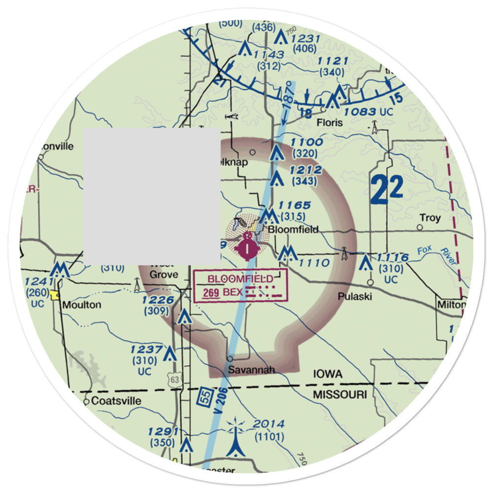 Bloomfield Municipal Airport (4K6) VFR Sectional Sticker (30 mile) 