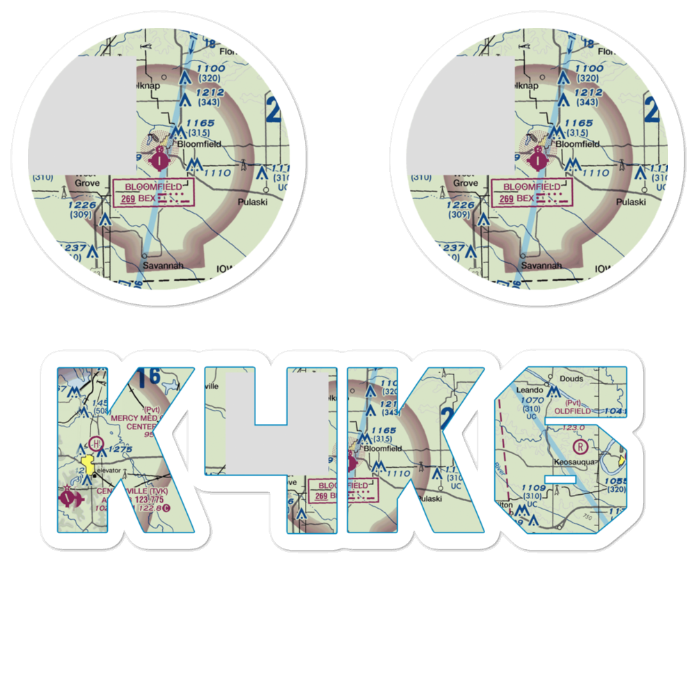 Bloomfield Municipal Airport (4K6) VFR Sectional Sticker Pack 