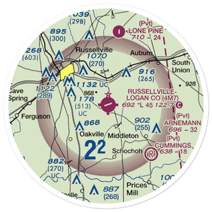 Russellville Logan County Airport (4M7) VFR Sectional Sticker (20 mile)
