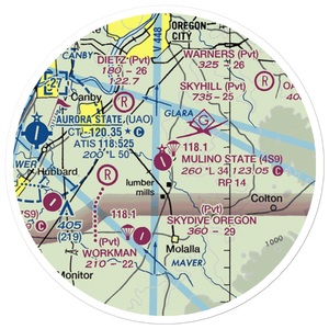 Portland Mulino Airport (4S9) VFR Sectional Sticker (20 mile)