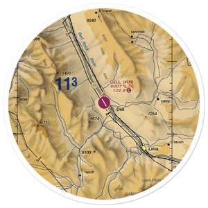 Dell Flight Strip (4U9) VFR Sectional Sticker (30 mile)