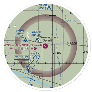 Wessington Springs Airport (4X4) VFR Sectional Sticker (20 mile)