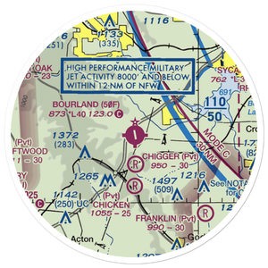Bourland Field (50F) VFR Sectional Sticker (20 mile)