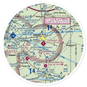 Lockhart Municipal Airport (50R) VFR Sectional Sticker (30 mile)