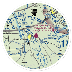 Hawkinsville Pulaski County Airport (51A) VFR Sectional Sticker (20 mile)