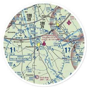 Hawkinsville Pulaski County Airport (51A) VFR Sectional Sticker (30 mile)