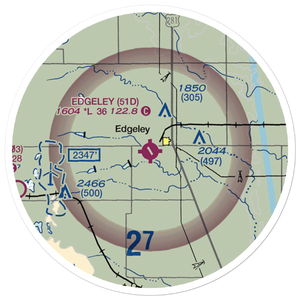 Edgeley Municipal Airport (51D) VFR Sectional Sticker (20 mile)