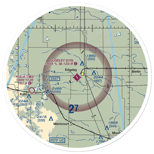 Edgeley Municipal Airport (51D) VFR Sectional Sticker (30 mile)