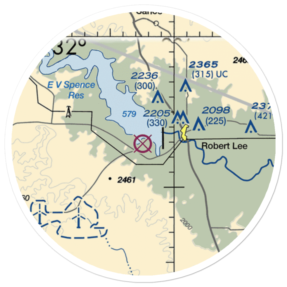 Robert Lee Airport (54F) VFR Sectional Sticker (20 mile) 