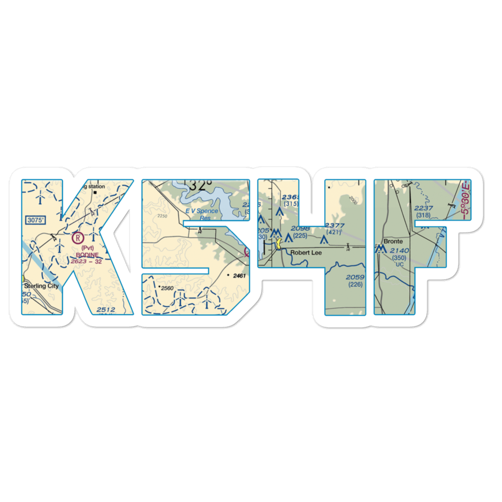 Robert Lee Airport (54F) VFR Sectional Sticker 