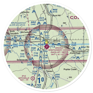 Winona–Montgomery County Airport (5A6) VFR Sectional Sticker (30 mile)