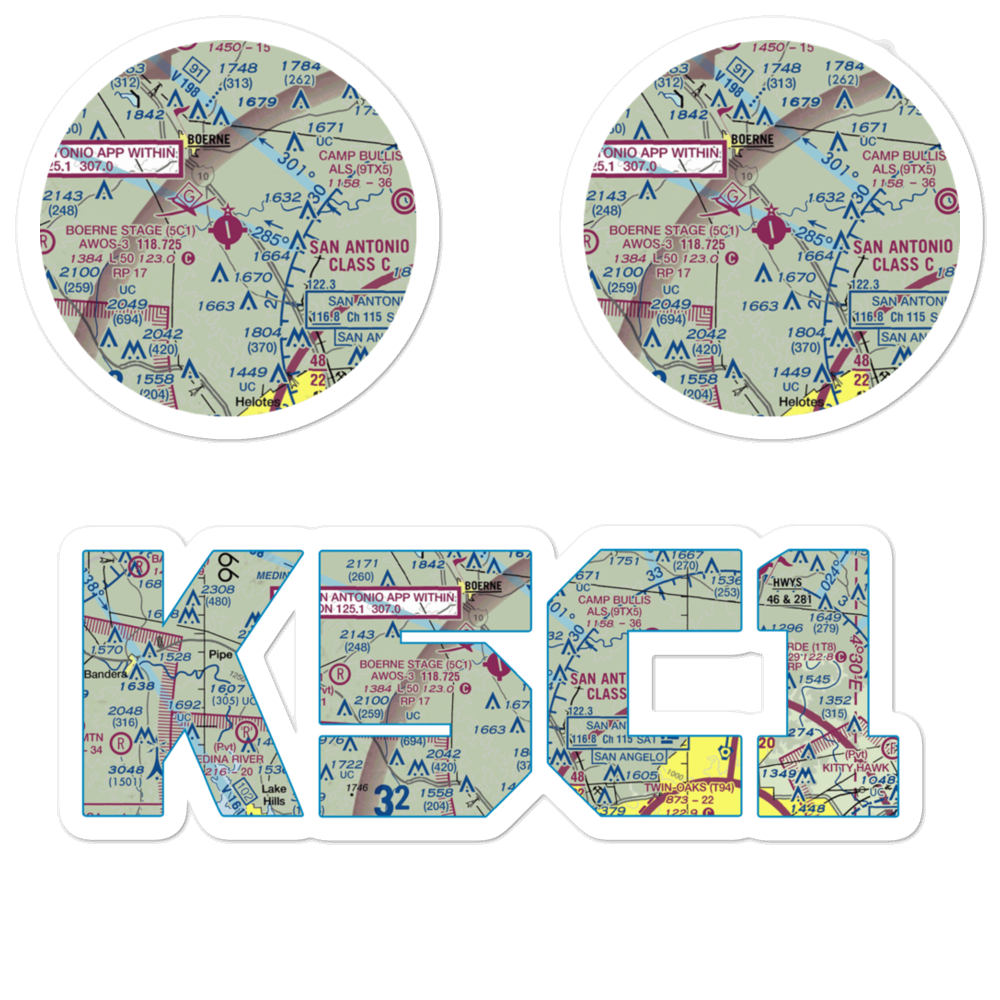 Boerne Stage Field (5C1) VFR Sectional Sticker Pack 