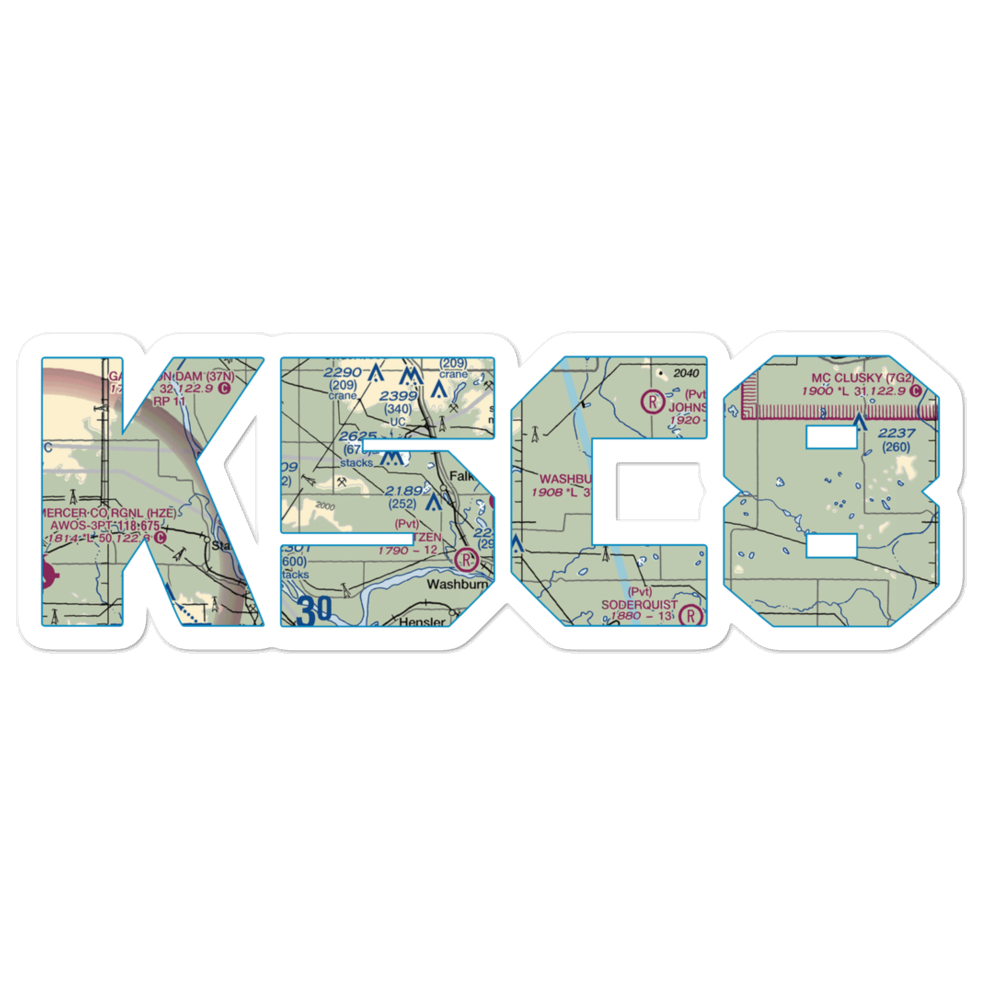 Washburn Municipal Airport (5C8) VFR Sectional Sticker 