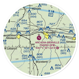 Arcadia Bienville Parish Airport (5F0) VFR Sectional Sticker (20 mile)