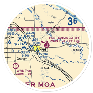 Post Garza County Municipal Airport (5F1) VFR Sectional Sticker (20 mile)