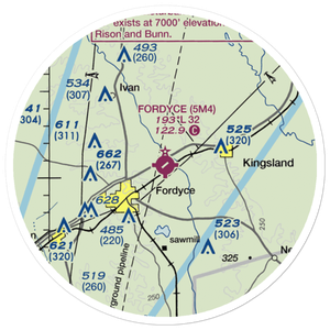 Fordyce Municipal Airport (5M4) VFR Sectional Sticker (20 mile)
