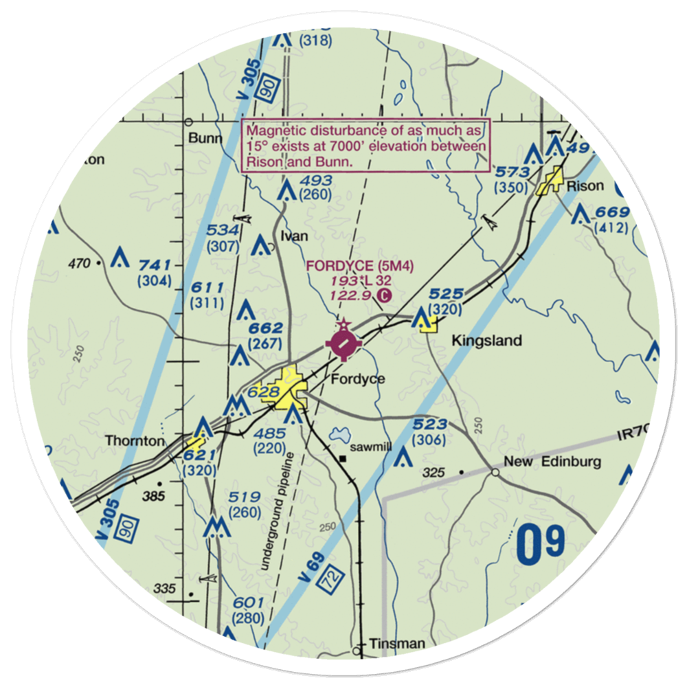 Fordyce Municipal Airport (5M4) VFR Sectional Sticker (30 mile) 