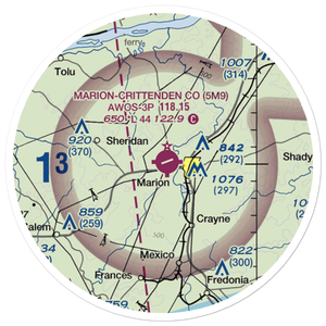 Marion Crittenden County Airport (5M9) VFR Sectional Sticker (20 mile)