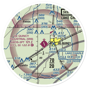 De Quincy Industrial Airpark (5R8) VFR Sectional Sticker (20 mile)