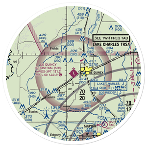 De Quincy Industrial Airpark (5R8) VFR Sectional Sticker (30 mile)