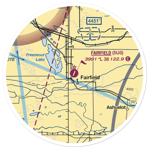 Fairfield Airport (5U5) VFR Sectional Sticker (20 mile)