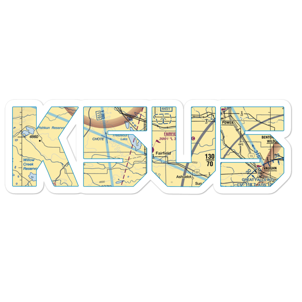 Fairfield Airport (5U5) VFR Sectional Sticker 