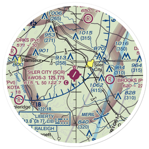 Siler City Municipal Airport (SCR) VFR Sectional Sticker (20 mile)