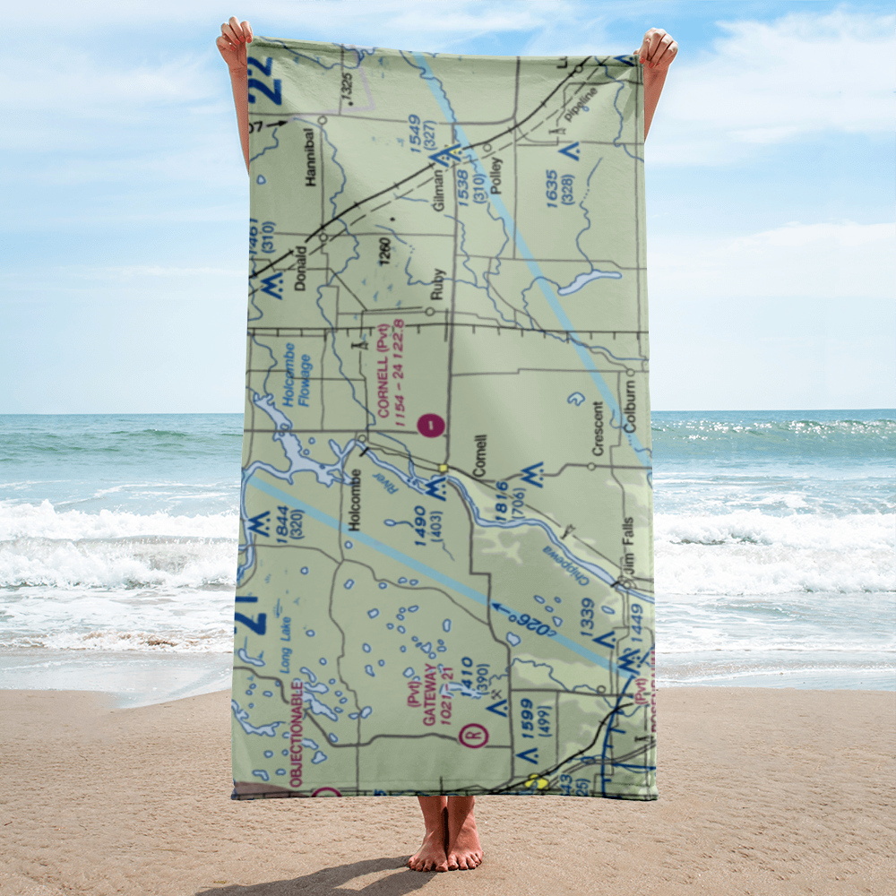 Cornell Municipal Airport (2H3) VFR Sectional Towel 