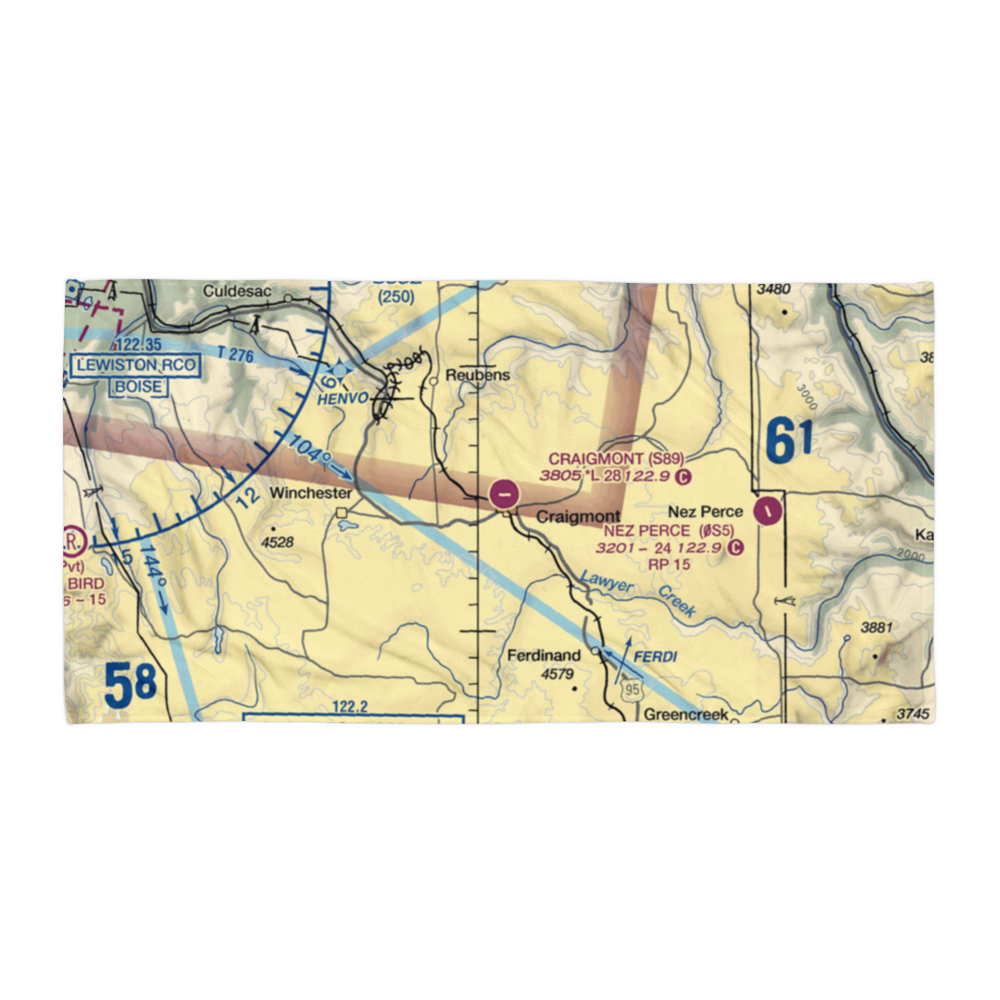 Craigmont Municipal Airport (S89) VFR Sectional Towel 