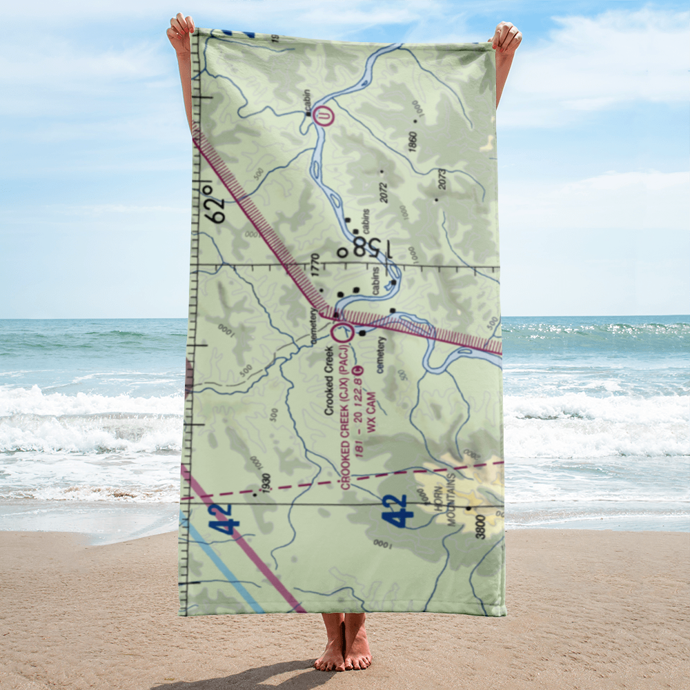 Crooked Creek Airport (CJX) VFR Sectional Towel 