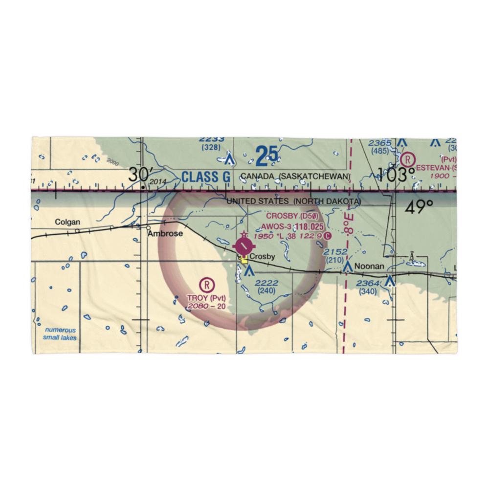 Crosby Municipal Airport (D50) VFR Sectional Towel 