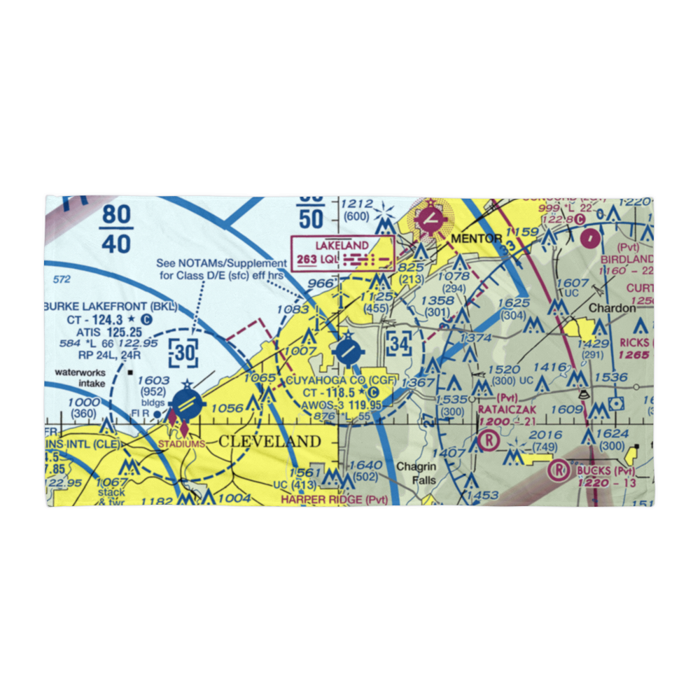 Cuyahoga County Airport (CGF) VFR Sectional Towel 
