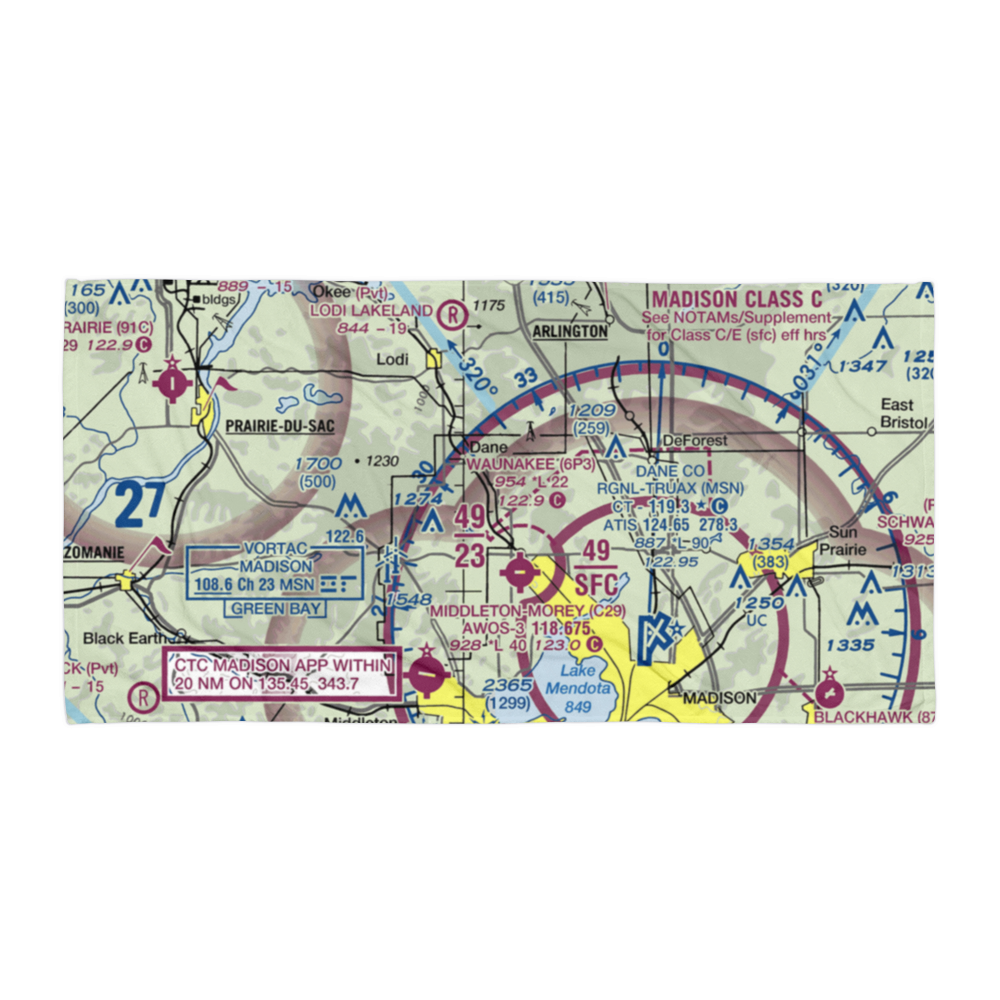 Dane Airport (WI65) VFR Sectional Towel 
