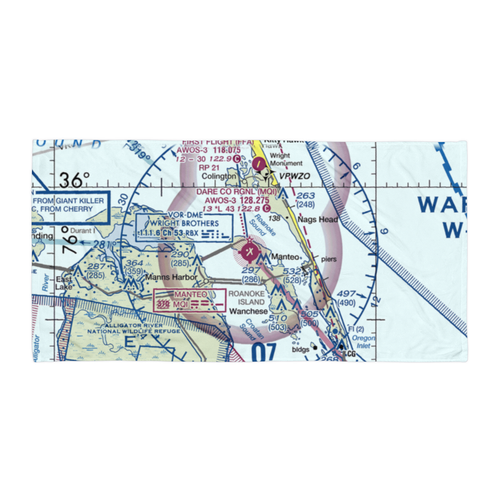 Dare County Regional Airport (MQI) VFR Sectional Towel 