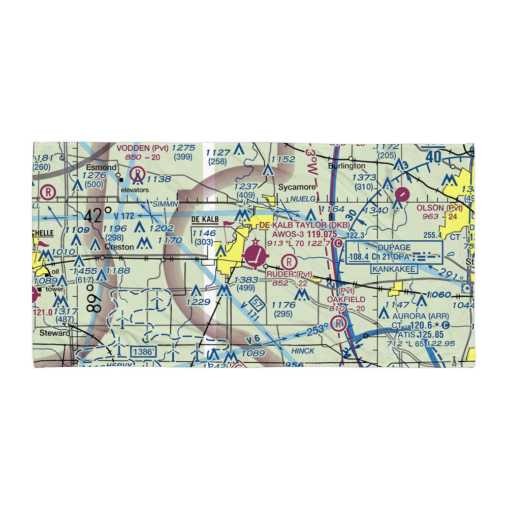 De Kalb Taylor Municipal Airport (DKB) VFR Sectional Towel 