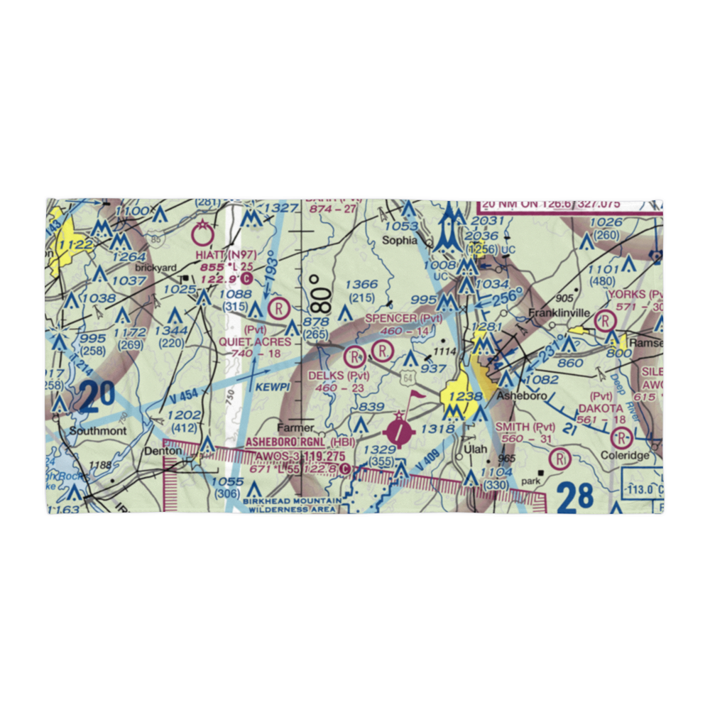 Delk's Airport (1NC0) VFR Sectional Towel 