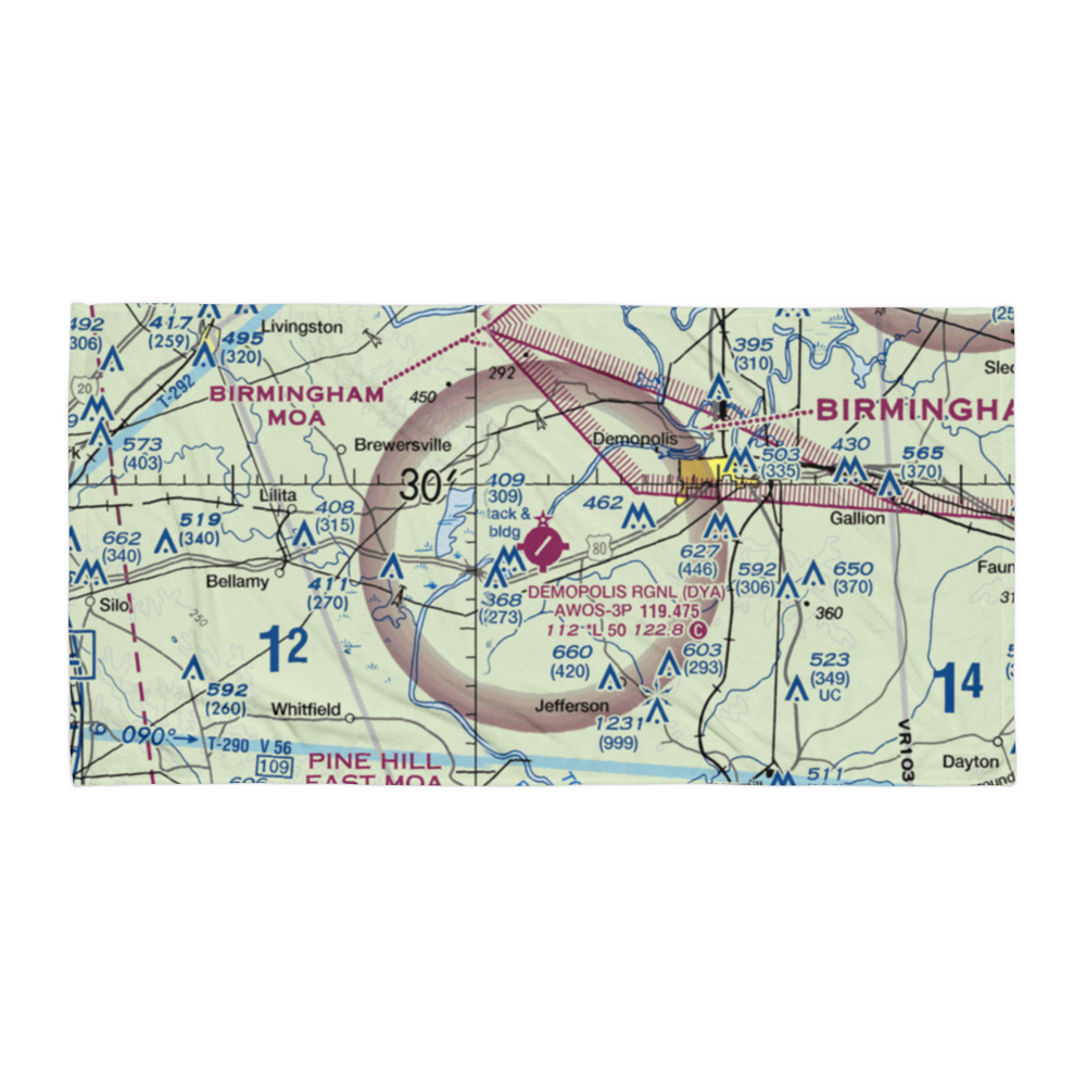Demopolis Municipal Airport (DYA) VFR Sectional Towel 