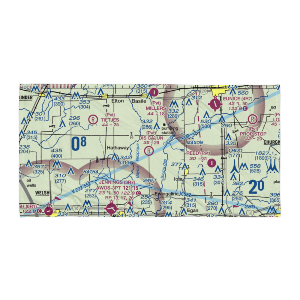 Di's Cajun Restaurant Airport (LA52) VFR Sectional Towel 