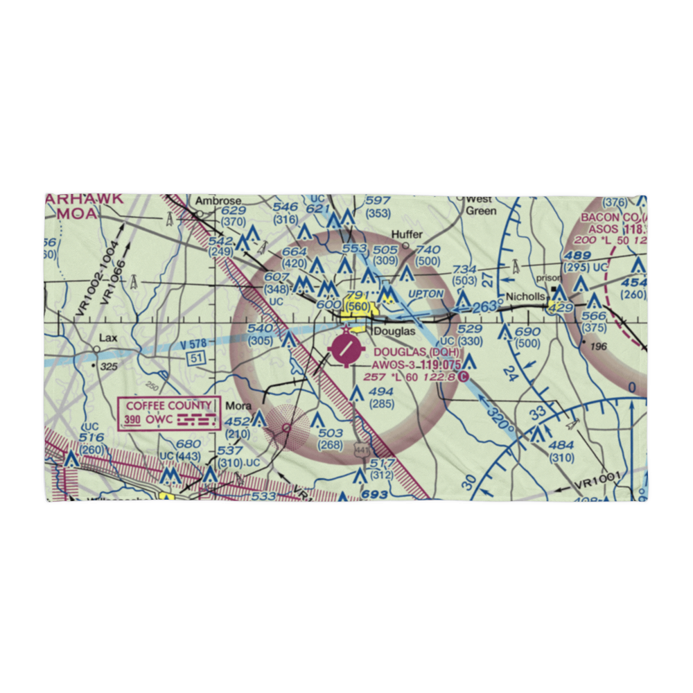 Douglas Municipal Airport (DQH) VFR Sectional Towel 