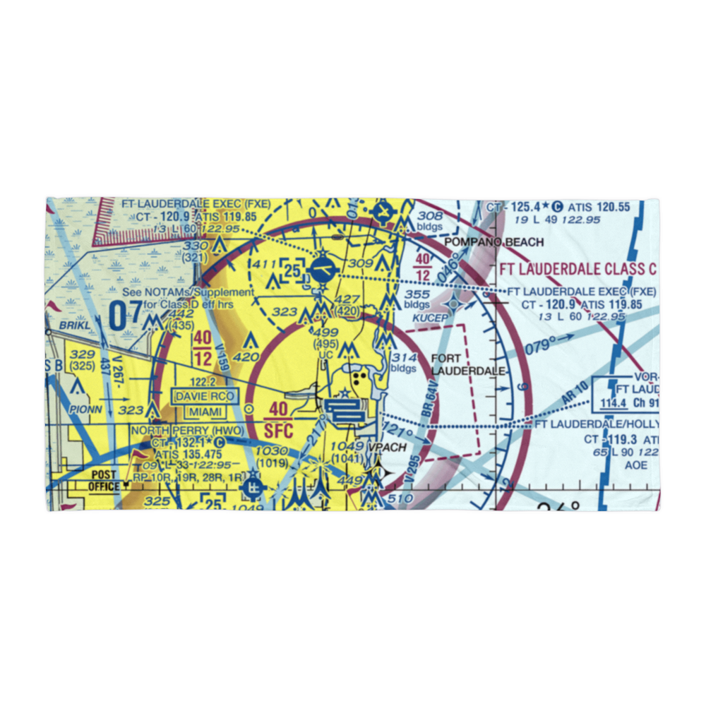 Downtown Fort Lauderdale Heliport (DT1) VFR Sectional Towel 